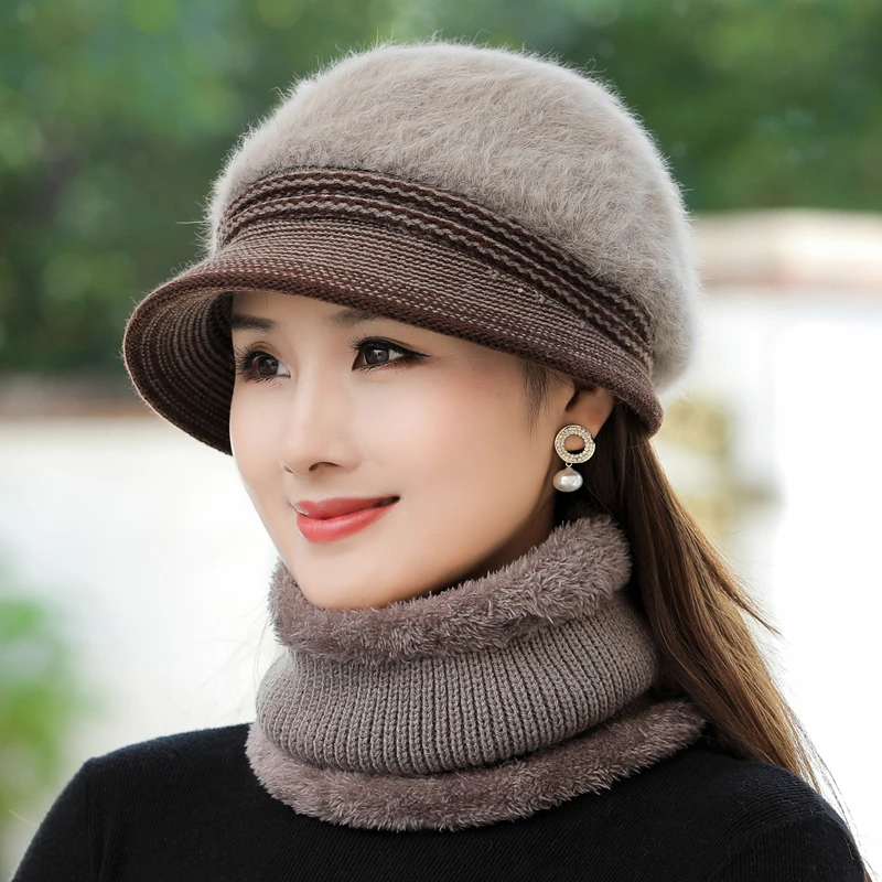 FUZE Skullies Beanies Winter Dual-Use Hats for Ladies Thin Design Women Scarf 