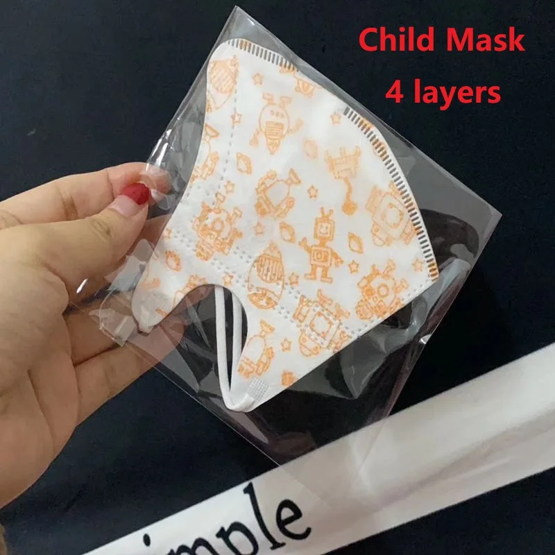 

Child Mask Disposable Protective Mask for 5-10 year-old kids Kids 4 Layers Hygiene Mask Cartoon Fabric Anti Virus Flu Masks