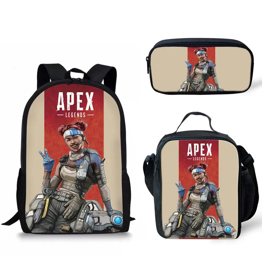 Apex Legends/комплект из 3 предметов для подростков, мальчиков и девочек, детская школьная сумка, Gibraltar Bloodhound, рюкзак с героем, Детская сумка для книг, подарок - Цвет: CDGX07CGK