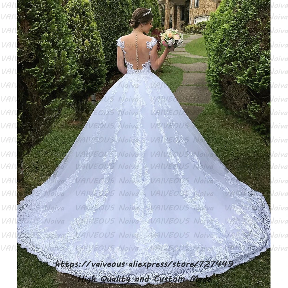 Vestidos De Noiva китайские свадебные платья великолепное Белое кружево из аппликаций бальное платье свадебное платье платья невесты Robe De Mariee