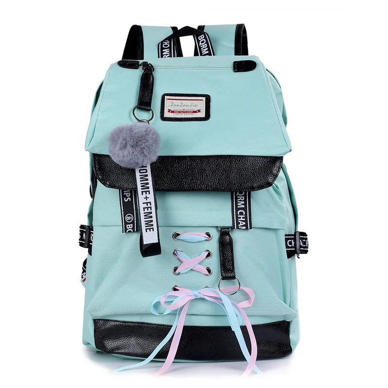 

Canvas Usb School Bags For Girls Teenagers Backpack Women Bookbags Black 2019 Large Capacity Middle High College Teen Schoolbag
