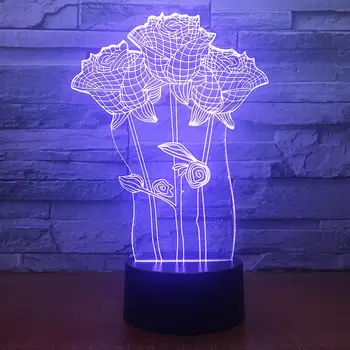 

3D Creative Modern Bright Acrylic 3D LED Light Night Light Table Lamp Desk Light Valentine Wife Gift 7 Colors Home Decor