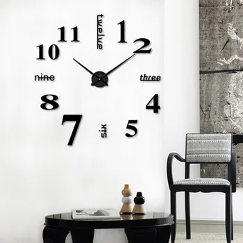 

50PCS DIY Creative 3D Wall Clock Acrylic Decorative Kitchen Wall Clocks Living Room Dining Room Home Decor Wallclock 40cm