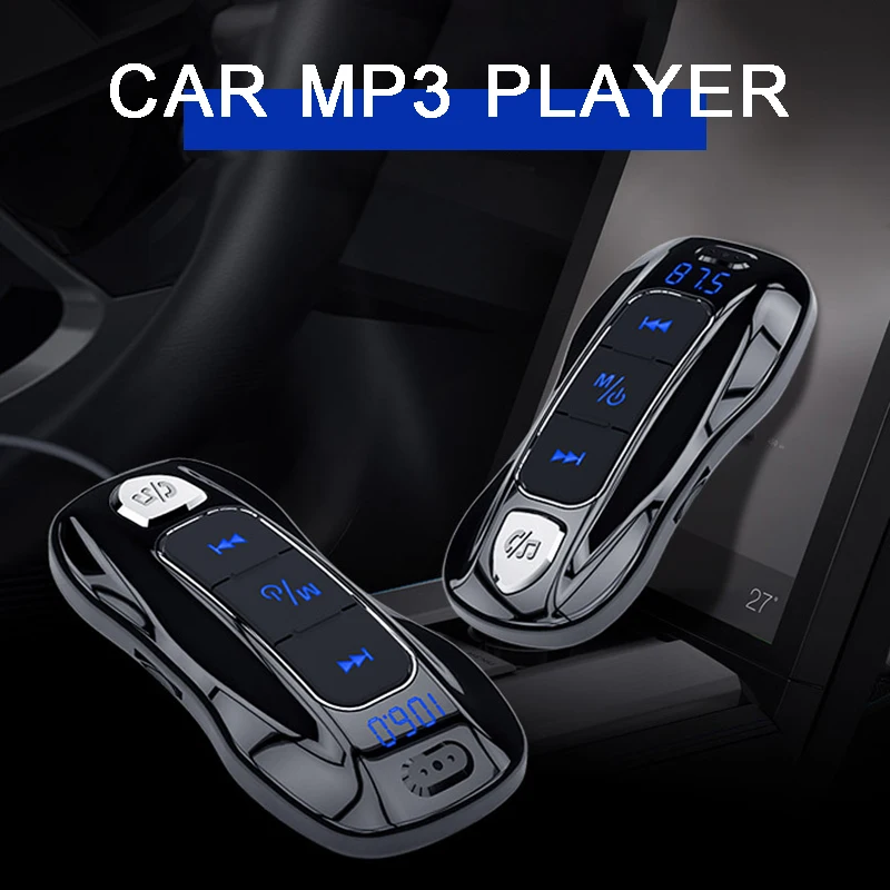 

MAYITR 1pc Portable Wireless bluetooth 5.0 FM Transmitter QC3.0 Dual Port Fast Charging Car MP3 Player Kit Cars Accessories