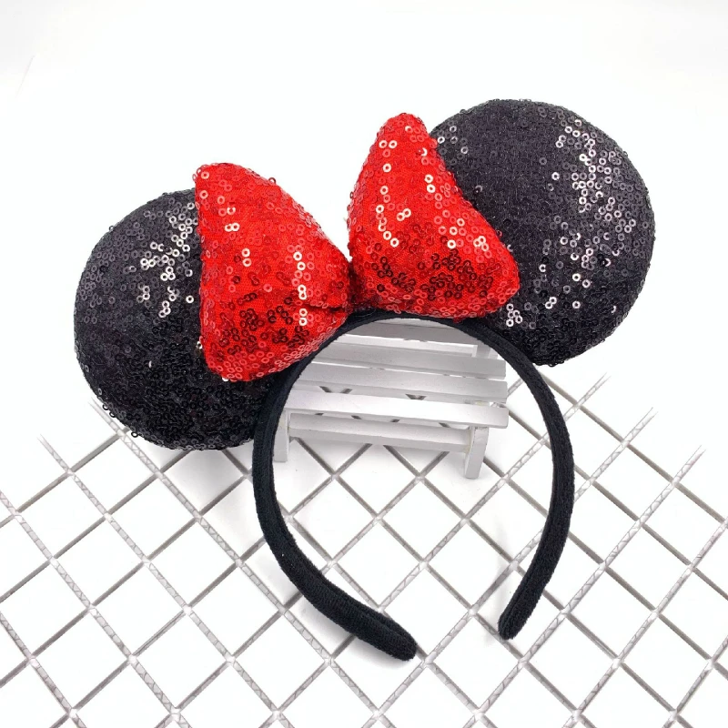 Минни Микки Блестящий Hairband Маус Уши Ободки Девушка Волосы Луки Аксессуары День