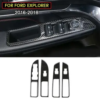 

pcmos Carbon Fiber Style Inner Window Switch Panel Cover Trim Fit For Ford Explorer 2016-2018 Interior Accessories Mouldings New