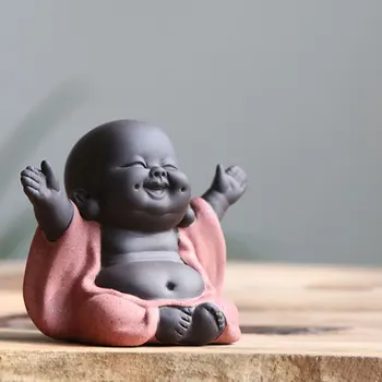 Statue de bouddha Maitreya en céramique, Sculpture de thé, Figurine Zen de thé, Figurine de moine, ornement d'exposition artisanal, décoration de thé pour la maison 1