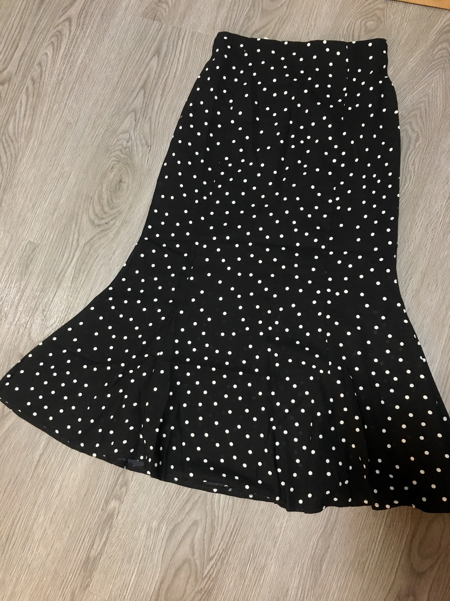 Осенняя черная шифоновая юбка в горошек в Корейском стиле, Женская юбка русалки с высокой талией, элегантная юбка миди
