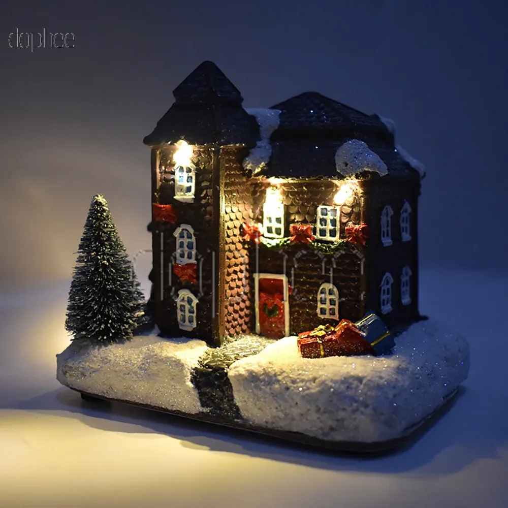 Dophee 1 шт., рождественский дом, светодиодный светильник, Рождественское украшение для дома, праздник, город, подарки, деревенская смола, Рождественская сцена
