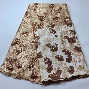 

Golden french lace fabric african sequin lace fabric 2020 high quality lace africain bridal fabric 5yard / lot
