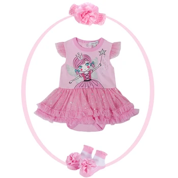 

Lovely Baby's Set Newborn Girl Baby Princess Party Dresses with Baby Socks + Head Band set Fashion Style Infant Baby Gift Set