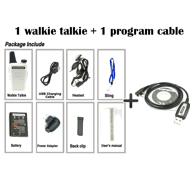 Baofeng BF-R5 мини Детская рация 2 Вт КВ трансивер УВЧ радио портативное радио Comunicador Ham рация телефон - Цвет: a White Add a cable