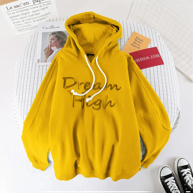 Женский бархатный толстовки с длинным рукавом TIGENA, теплый свитшот с капюшоном в корейском стиле для женщин на осень-зиму - Цвет: yellow with hood