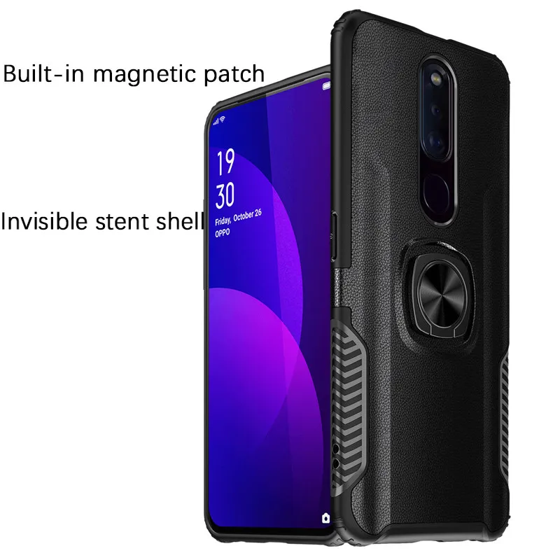 

For OPPO F11 Pro Case Silicone TPU Hard Back PC Shockproof Ring Holder Cover OPPO F11