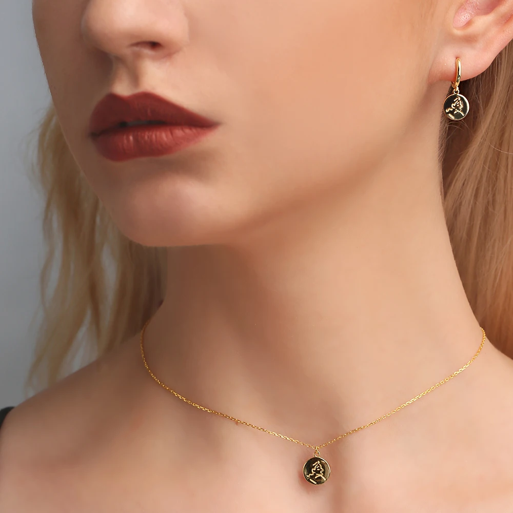SUPERWEAR, 925 пробы, серебряные серьги-кольца с шармом, желтое золото, цвет, для женщин и мужчин, круглая монета, подвеска, серьги, винтажные ювелирные изделия