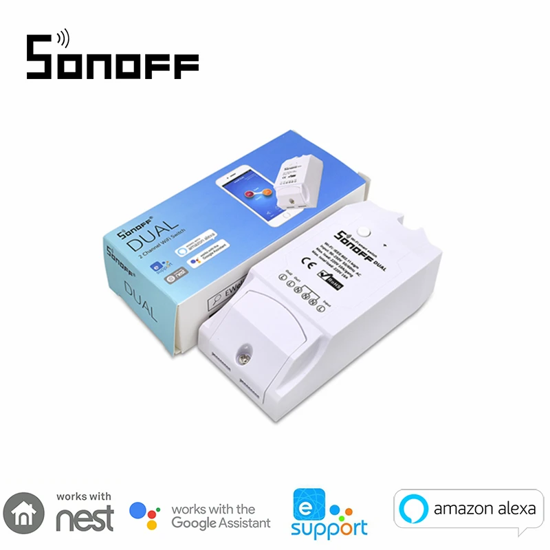 

Sonoff Dual 2 Channel WiFi Wireless Smart DIY Swtich Remote Control ON OFF Countdown Timing for IOS Android Home Automation