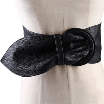 

Women Fashion Wide Leather Belts for Dresses Blouse Buckle Ladies Western Trending Design Long Belt