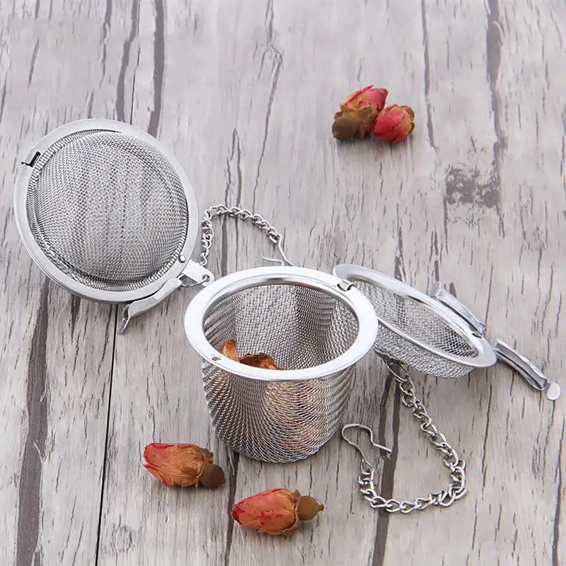 

Reusable Stainless Tea Spice Strainer Mesh Herbal Ball Teakettle Locking Tea Filter Infuser Spice Tea Accessories