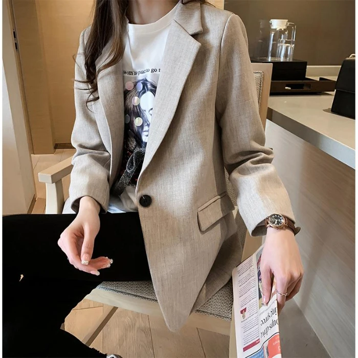 

Small suit jacket female han edition of autumn new fund easy web celebrity leisure suit British wind black coat