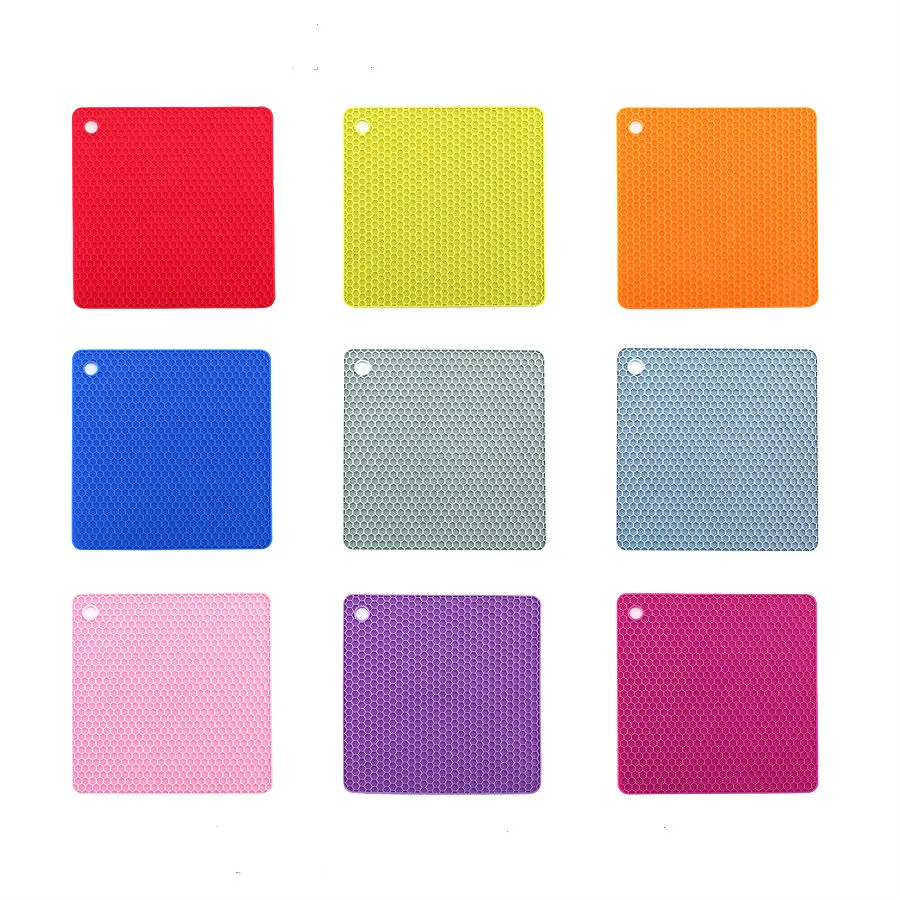 

Square Heat Resistant Silicone Mat Drink Cup Coasters Non-slip Pot Holder Table Placemat Kitchen Accessories Tool