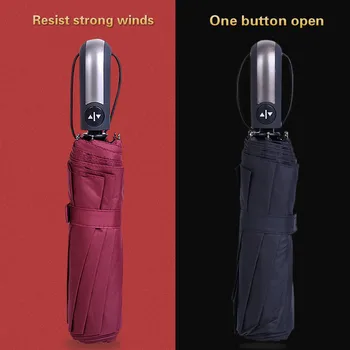 

Wind Resistant Folding Automatic Umbrella Rain Women Auto Luxury Big Windproof Umbrellas Rain For Men Black Coating 10K Parasol