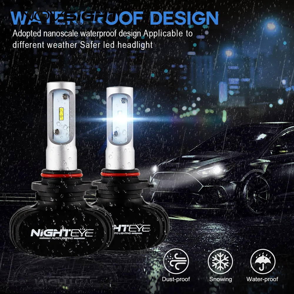 Nighteye светодиодный H4 H7 H8 H9 H11 8000LM 50W 6500K Высокое Яркость Автомобильный светодиодный фары белый 9005 HB3 9006 HB4 Противотуманные огни