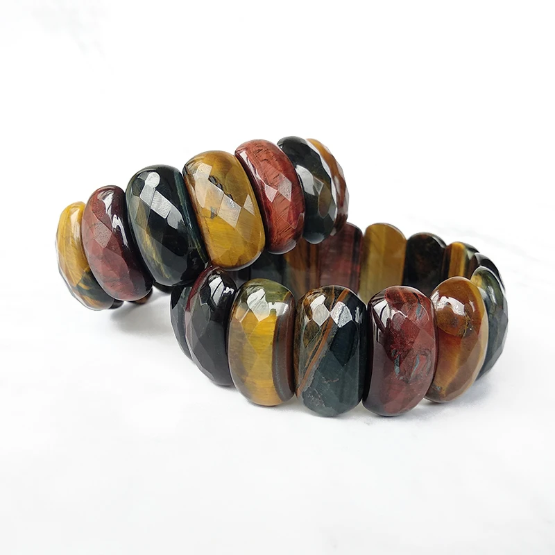 BOEYCJR Red Yellow Blue Magic Tiger Eye Natural Stone Beads Bangles& Bracelets Handmade Jewelry Energy Bracelet for Men