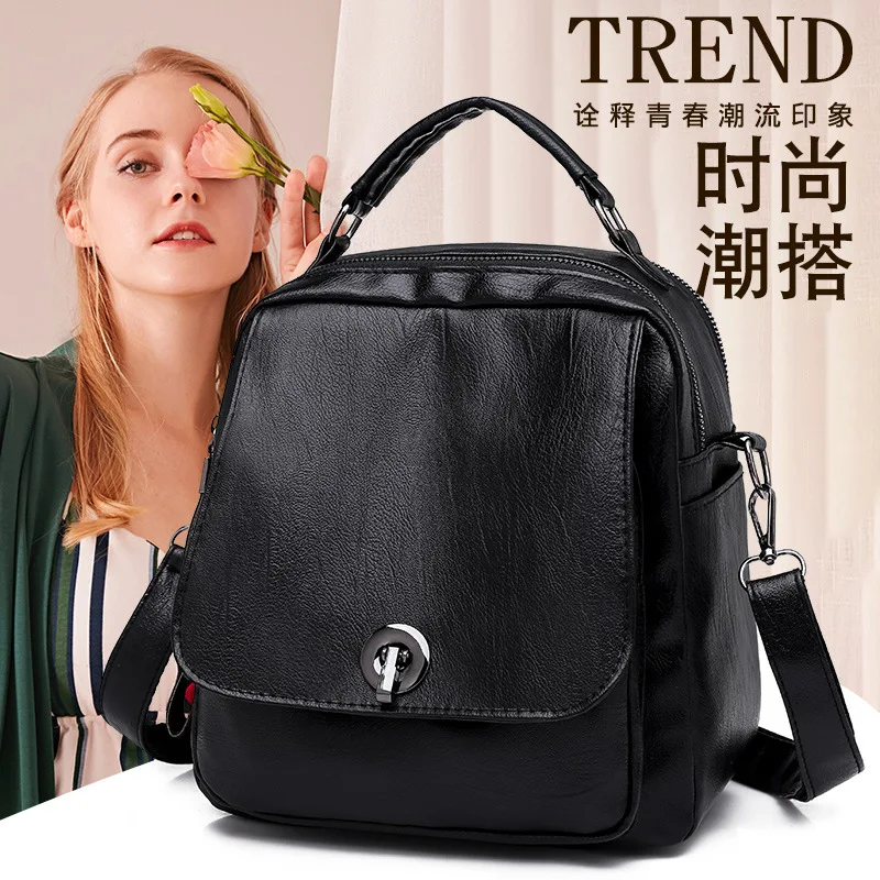 

Trend Versatile Backpack Women's Fashion Multi-functional PU Backpack Casual Large-Volume College Style by Age School Bag
