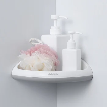 

Bathroom Wall-Mounted Plastic Corner Shelf Triangle Suction Rack Organizer Cup Storage Home Bathroom kitchen Shower Wall Baskets