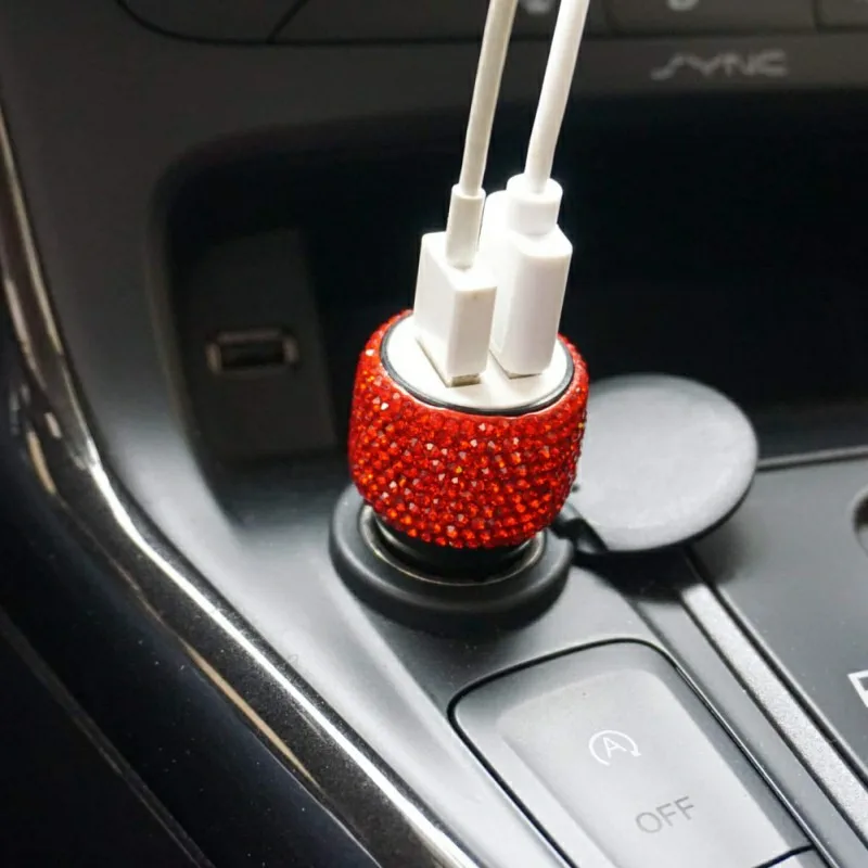 A3 Автомобильное зарядное устройство с двумя usb-портами, Стразы ручной работы, украшение для автомобиля с кристаллами для быстрого автомобильного адаптера, универсальное зарядное устройство - Название цвета: A3