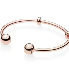 925 пробы Серебряный Moments Pan розовое золото открытый с подписью колпачки Браслет Fit бисера Шарм ювелирные изделия Diy