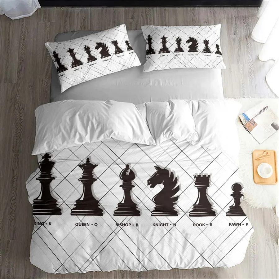 HELENGILI 3D Bedding Set International Chess Print Duvet Cover Bedcloth with Pillowcase Bed Home Textiles #GJXQ06 | Дом и сад
