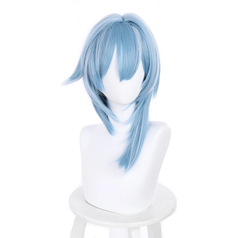 Genshin Impact Kaeya Cosplay Men 80cm Long Ink-Blue Wig Cosplay Anime Cosplay Wigs Heat Resistant Synthetic Wigs Halloween anime cosplay