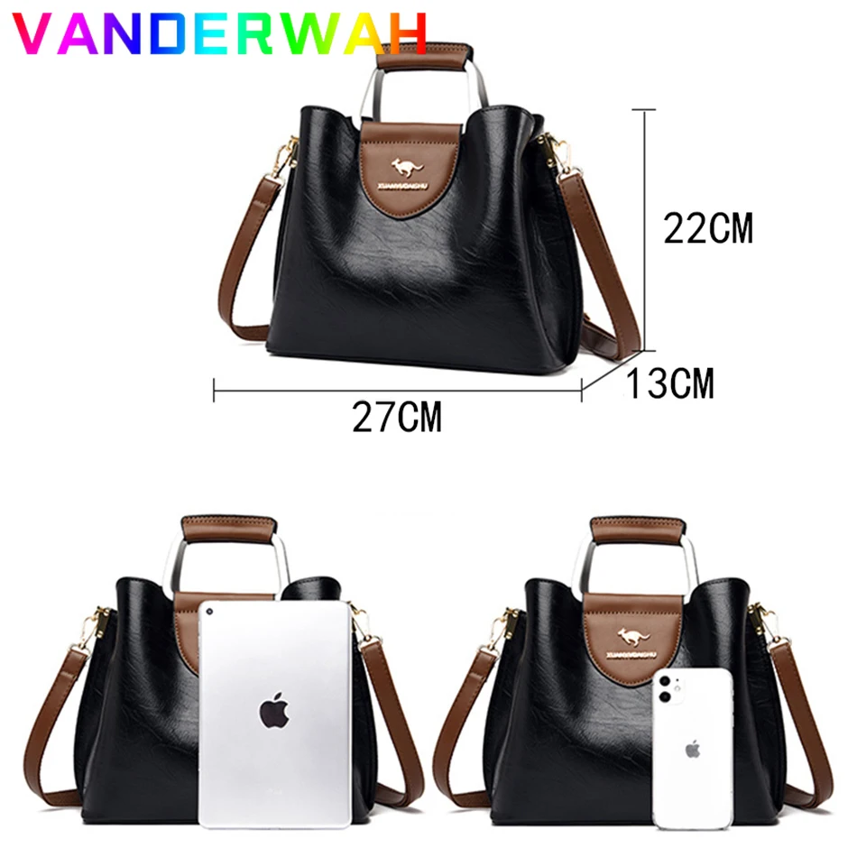 3 Schichten Marke Kleine Tragetasche Ölhaut Lederhandtaschen Damentaschen Er Damen Schulter Crossbody Handtaschen für Frauen_voghion.com