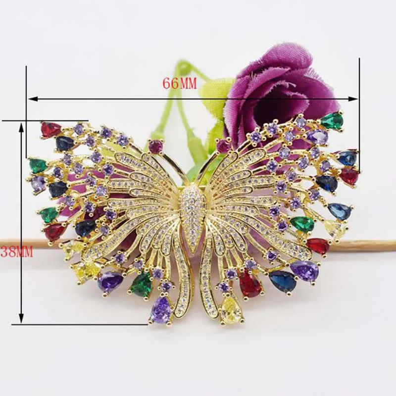 38X66MM Women's High Quality Classic butterfly with CZ jewelry accessories, brooch tassel dual purpose