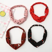 Японский в Корейском стиле Простые Модные плед в горошек Крест на голову эластичная повязка для головы с нахлестом шифоновая ткань лента для волос резинки для волос, студентов Headdre