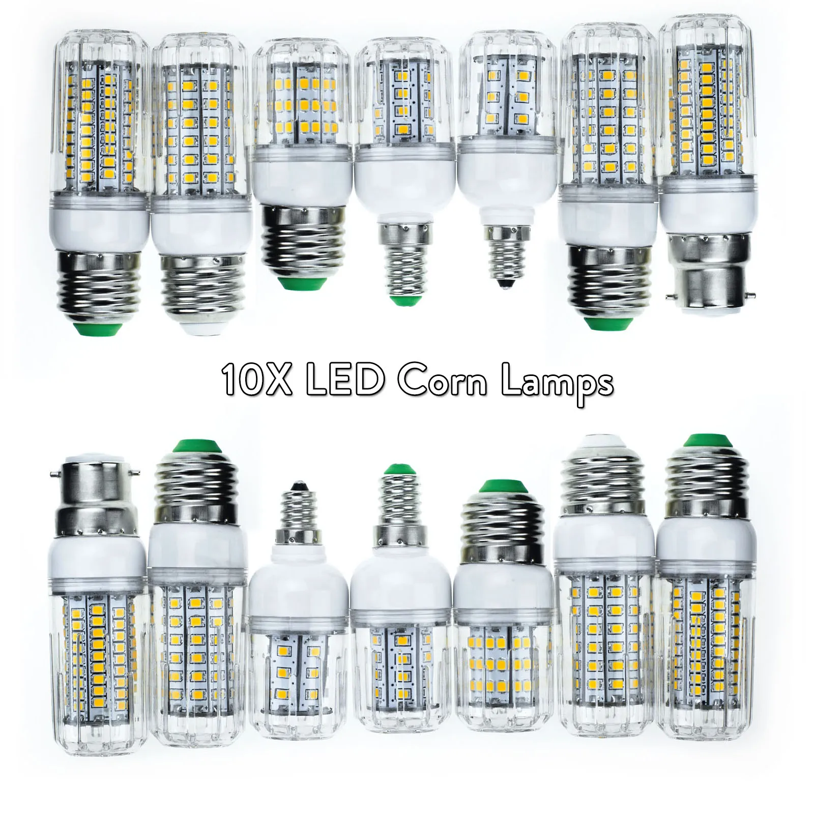 10x светодиодный лампы E12 E14 E26 E27 B22 кукурузы лампочка лампа 2835 SMD 110 220V 5 Вт 6 15 20 60 W 21 30