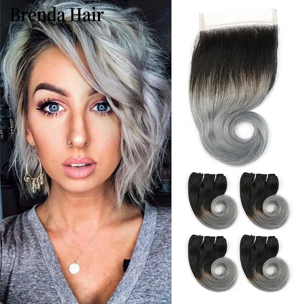 

Curly Hair Bundles with 4*4 Lace Closure 190g/Set Brazilian Remy Human Hair Extensions Colorful Curly Hair Bundles