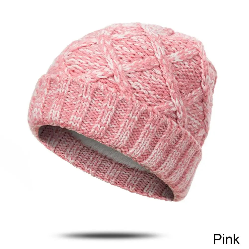 Комплект из 2 предметов для мальчиков и девочек, шапка и шарф, теплая вязаная шапка для мальчиков, шерстяная шапка, шарф, зимние аксессуары, шапочка, Skullies Gorro, для детей 0-3 лет - Цвет: pink 1