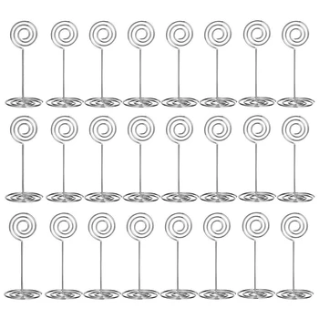 

24 Pack Place Card Holders Table Number Holders Wire Table Photo Holder for Wedding Office Name Memo Menu Clips(Silver)