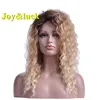 Joy&luck Water Wave Brown Ombre Blonde Dark Root Synthetic Wigs With Bangs Curly Hair Wigs Cosplay Wigs or Daily Hair Style ► Photo 1/5