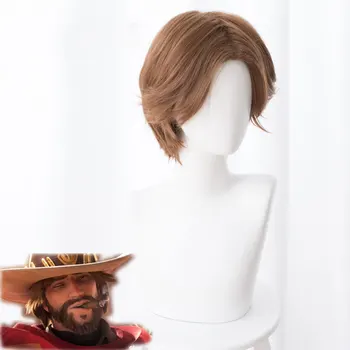 

Fogimoya Anime Cosplay Wig Overwatch McRae Brown Midpoint Overturned Food Cosplay Anime Wig Boys Short Wig Brown Dropshipping