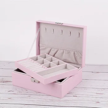 

Lady PU Leather Jewelry Box Storage Ring Display Case Portable Jewelry Organizer for Necklaces Joyeros Organizador Joyas