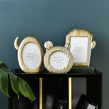 

Gold Resin Cactus Photo Frame Table Photo Home Decor Frame Wedding Living Room Desktop Decoration Ornaments