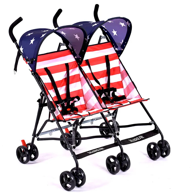Двойная детская коляска ультра легкая двойная тележка портативная детская коляска маленький складной зонт детская коляска