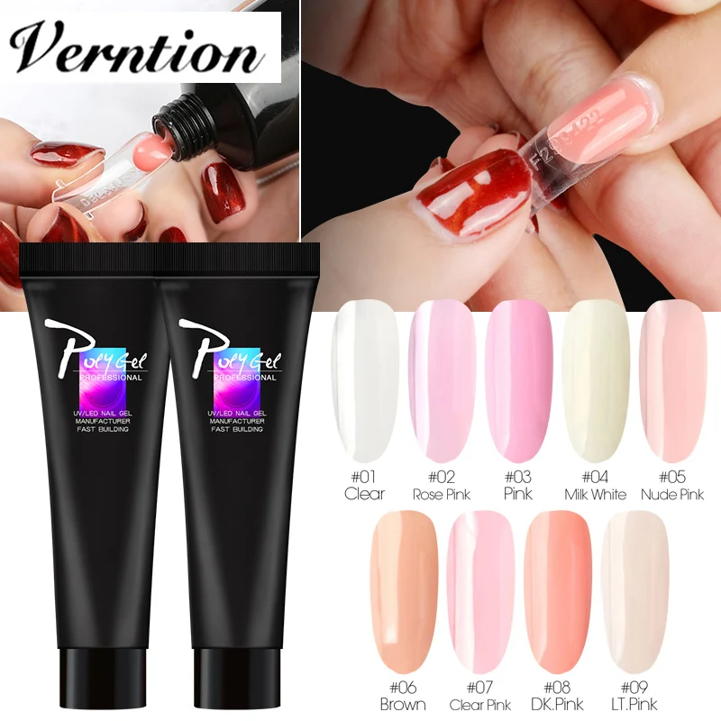Verntion Nail Poly Extention Gel Building Finger Extension Varnish Hybrid Acryl Tip Brush Slice Crystal | Красота и здоровье