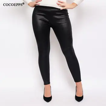 

Plus Size PU Leather Women Pants Pencil Pants Female Black Leggings Large Size Pants Big Szie High Waist Shiny Leggings Thouser