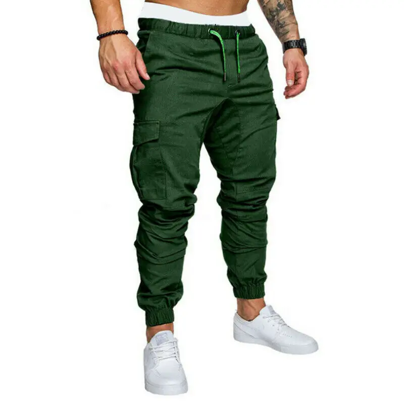 New Casual Joggers Solid Color Pants Men Cotton Elastic Long Trousers pantalon homme Military Army Cargo Pants Men Leggings