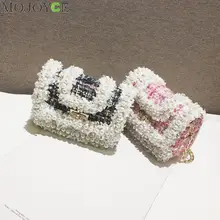 Модные шерстяные сумки через плечо для детей, девочек, элегантные жемчужные сумочки на цепочке, маленькая сумка через плечо