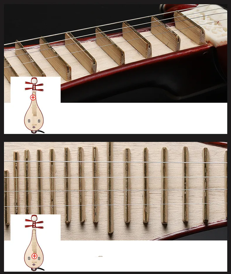 Professional Traditional Liuqin Lignum Vitae Liu Qin Chinese Lute Mandolin Musical Instrument